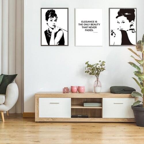 Simple Black and White Poster Marilyn Monroe Wall Art Nordic Style Print Canvas Painting Living Room Decoration Pictures