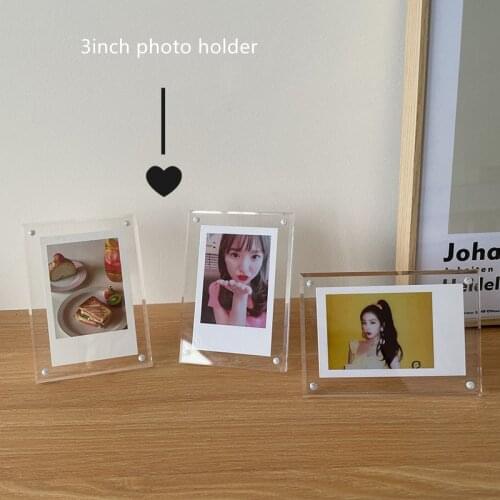 Korea Style Transparent Arylic Photo Postcards holder Kpop desktop 3inch photo frame kawaii stationary