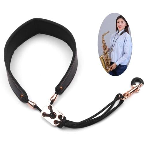 Adjustable Saxophone Neck Strap Leather Sax Strap Metal Hook for Tenor/ Soprano/ Alto Saxophones Clarinet Sax accessories