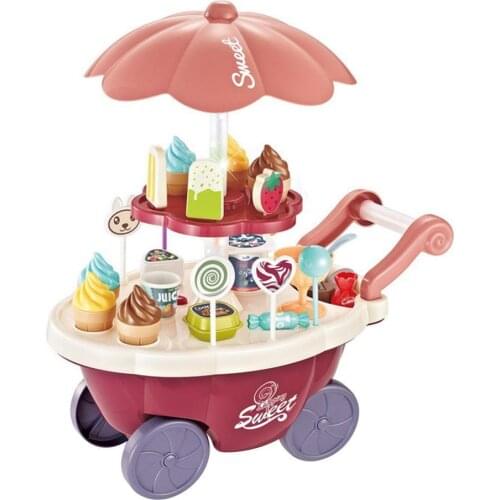 DIY Assembly Simulation Ice Cream Trolley Model Music Kids Pretend Play Toy
