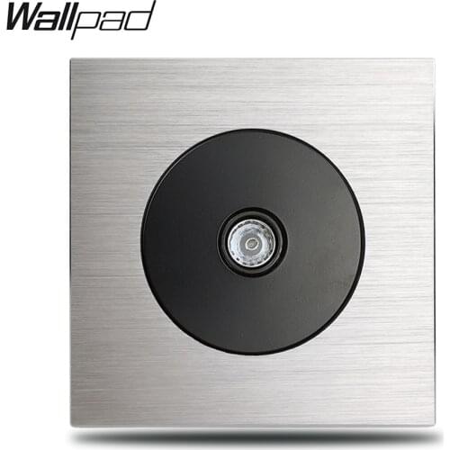 L6 Grey Single TV Jack Outlet Socket Silver Satin Metal Plate Brushed Aluminum, 86 * 86 mm