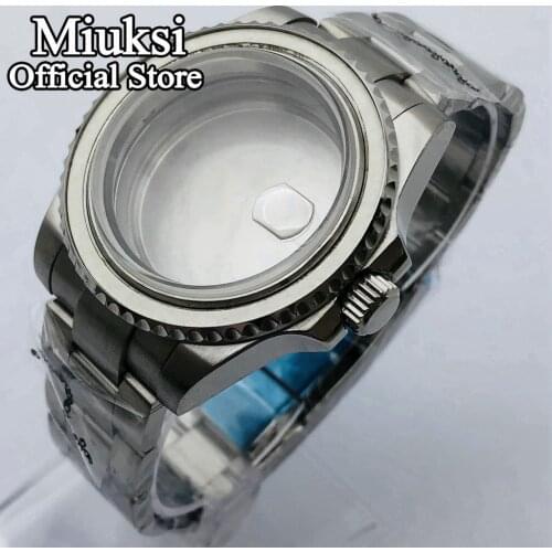 Miuksi 40mm sapphire glass silver case oyster bracelet fit NH35 NH36 ETA 2836 Mingzhu DG2813 3804 Miyota 8205 8215 821A movement