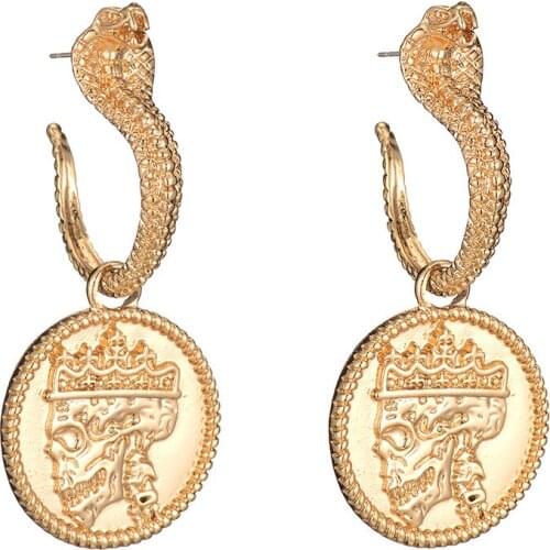 New Fashion Snake Drop Earrings for Women Girl Simple Metal Geometric Portrait Pendant Dangle Earring Earrings Jewelry Accessory