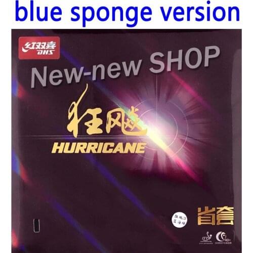 Blue Sponge version DHS Hurricane3 Provincial Professional Black Pips-In Table Tennis Rubber with Blue Sponge 2.15mm-2.2mm