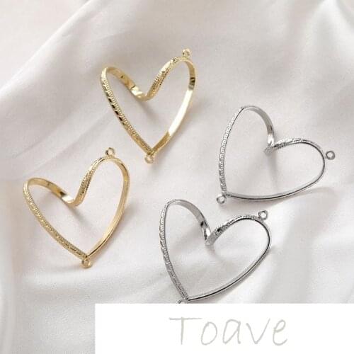 Color-preserving electroplating peach heart love double hanging diy earring accessories color-preserving electroplating