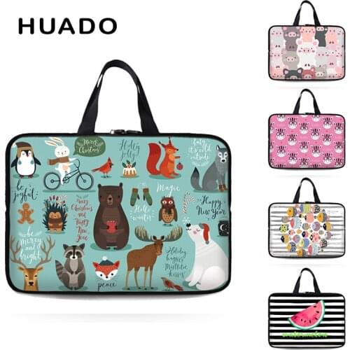 Cute pattern notebook bag 14"17.3"15.6 portable laptop handbag for school kids 7"10" tablets case for mac air 13/asus/lenovo/hp