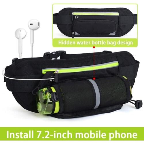Reflective Waist Pack with Water Bottle Holder Waterproof Belt Fits less than 6.6 inch Phone Hydration Belt for Running Hiking