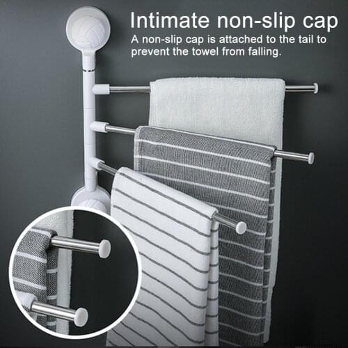 Punching-free Towel Rack Three-rod Four-rod 360 Degree Rotating Towel Rack Bathroom Household Towel Rod