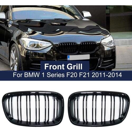 High Quality Front Kidney Grille For BMW 1 Series F20 F21 2011 2012 2013 2014 Double Slat Line Gloss Matte Black Racing Grill