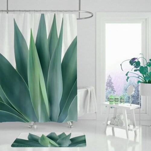 Shower curtain green vitality curtain with bathroom hooks 3D printed plants, natural, inspired by ride-hailing faucets