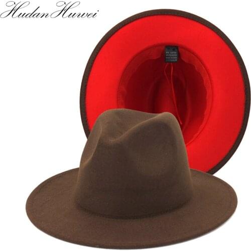 New Fashion Patchwork Woollen Jazz Fedora Church Hats Women Elegant with Wide Brim Cotton Polyester Caps