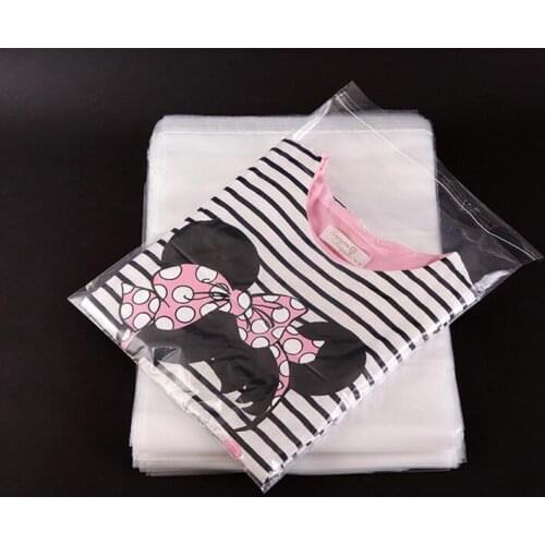 100Pcs Clear Self-adhesive Clothing Plastic Packaging Bag, Thick PE Bag for Apparel Pants Jeans, 30x40cm