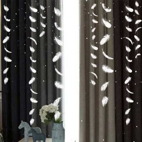 2Pcs 250cm Feather Garland Ornament Hanging Banner Bunting Wedding Party Decor Feather Design Lightweight Banner