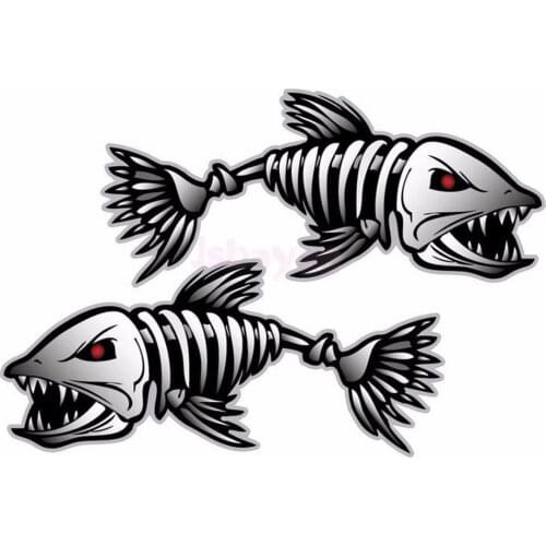 2PCS Skeleton Fish Bones R&L Vinyl Decals Stickers Kayak Fishing Boat Car (C022) Vehicle Accessories Parts