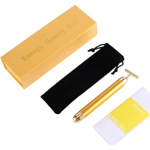 24K Gold Face Lift Bar Roller Vibration Slimming Massager Facial Stick Lift Skin Tightening Wrinkle Stick Skin Care Tool