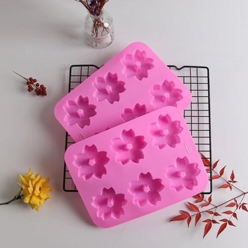 6-Flower Cake Ice Cream Chocolate Mould Soap Silicone Molds 3D Cupcake Bakeware Baking Tools Cake Decoration