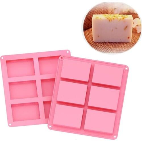 6 Cavity Rectangle Silicone Soap Mold DIY Fondant Cake Baking Mold Tray Bar Homemade Food Craft Soap Making Baking Tools