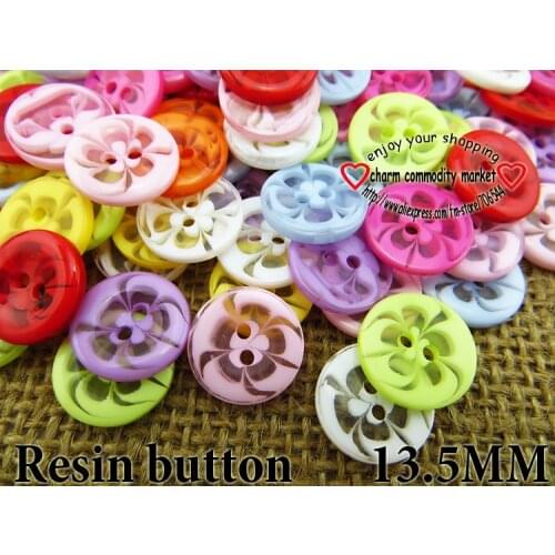 150PCS 13.5MM transparent mixed flowers shape Dyed RESIN buttons coat boots sewing clothes accessories R-135-1