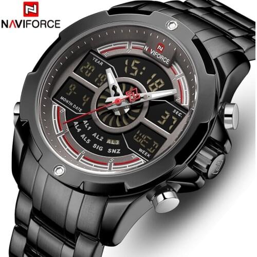 Men Watch Top Luxury Brand NAVIFORCE Sports Quartz Men’s Watches Stainless Steel Waterproof Wristwatch Analog Digital Male Clock