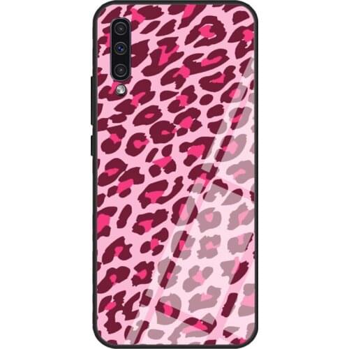 Pink Leopard Skin Case For Samsung A72 A71 A51 A31 A40 A50 A70 A20e A21S A12 A32 A52 Tempered Glass Cover