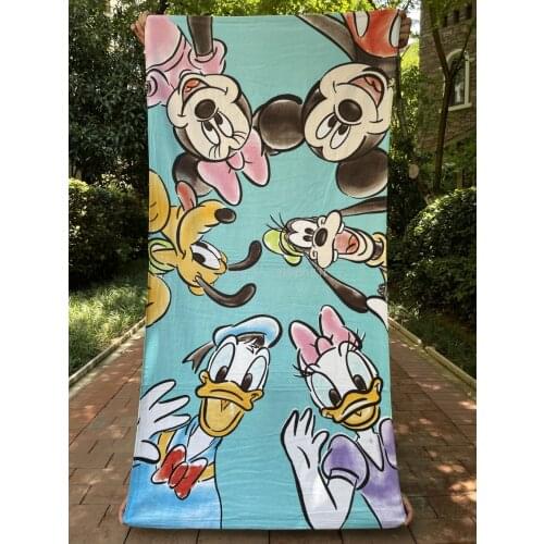 Cotton Disney Mickey Minnie Mouse Bath Towel Cartoon Kids Boy Girl Soft Donald Duck Beach Towel Throw Blanket for Children Gifts