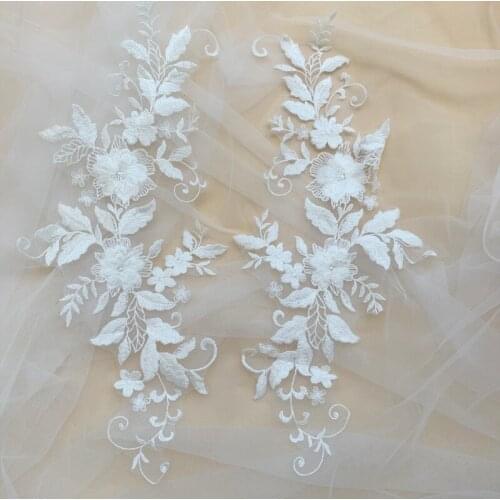 Cotton Material 3D Mirrored Flowers Handmade DIY Wedding Dress Decoration Applique Off White RS3415