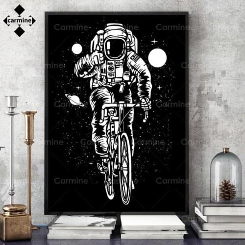 Galaxy Astronaut Canvas Painting Bicycle Fish Skater Boat Wall Art Nordic Posters and Prints Wall Pictures for Living Room Decor