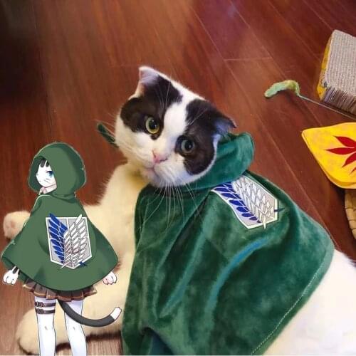 Attack on Titan Cosplay Cat Costumes Attack on Titan Anime Cartoon Plush Cloak Dog Pet Anime Costume funny dog cat costume