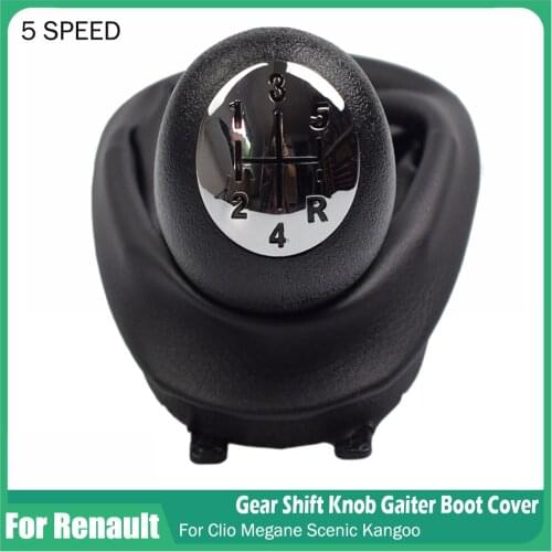 For Renault Clio 2 Clio 3 Megane 2 Scenic 2 Kangoo Car Gear shift knob With Dust Cover Leather Pens Gaiter Cover