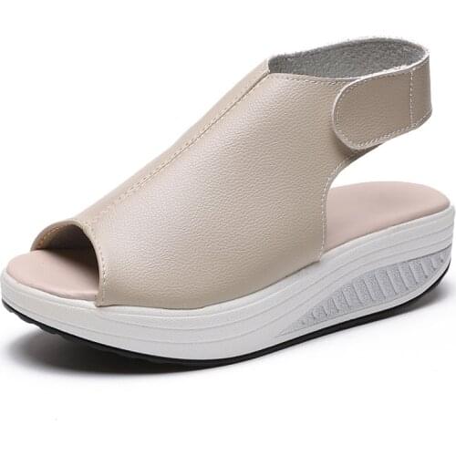 Summer Thick Bottom High Flat Platform Sandals Genuine Leather Comfortable Casual Woman Wedges Sandals Women Beach Summer Shoes