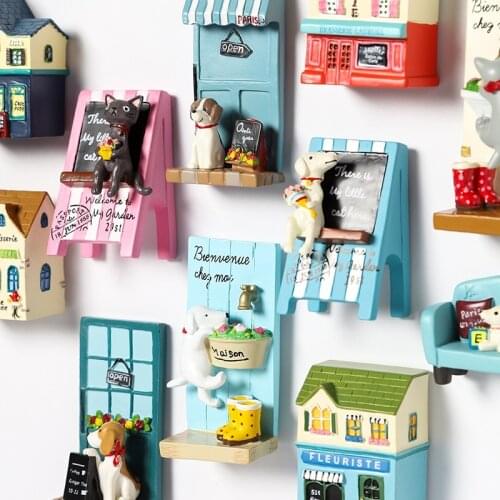 Ins Puppy Cat Fridge Magnet Creative Refrigerator Magnet Sticker Fridge Magnet Café Japan Magnetic Sticker Home Decoration