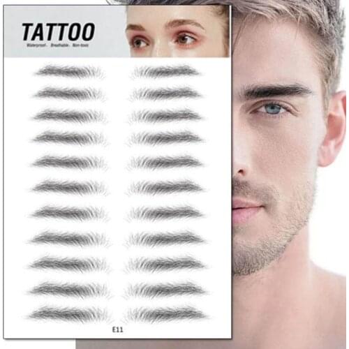 Newest 6D Hair-like Eyebrow Sticker Women Brown Black Semi-Permanent Water Transfer Waterproof Eyebrow Man Tattoo Sticker 10pcs