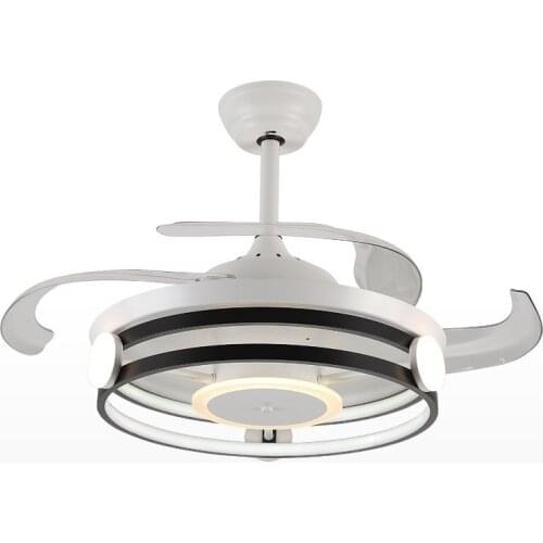 Nordic Ceiling Fan with Lights Invisible Retractable Blade Industrial Wind 42" Fan Light, LED Invisible Ceiling Fan Ventilator