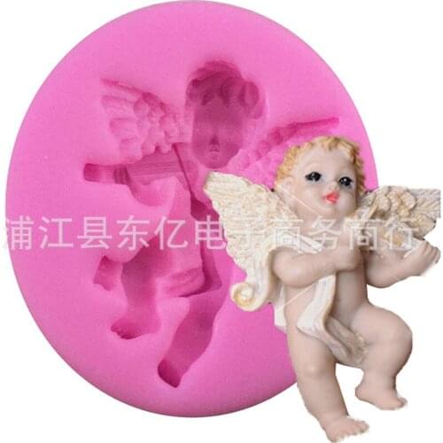 New Violin Angel Liquid Silicone Mold Sugar Cake Mold M030