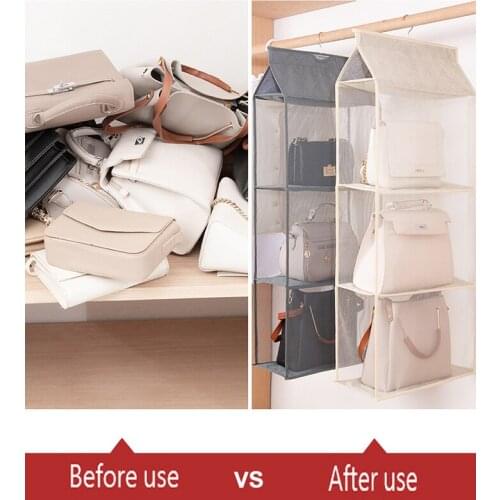 New 2/3/4 Layers Handbag Organizers for Wardrobe Hanging Closet Dust-proof Storage Bag Purse Tote Clothes Pocket Organizer Tools