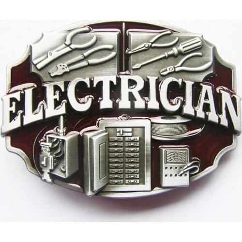 New Vintage Red Enamel Electrician Trades Tradesman Belt Buckle Gurtelschnalle Boucle de ceinture also Stock in US