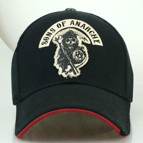 New Sons of Anarchy Embroidery Patch Reaper Crew Visor Man Baseball Cap Punk Black Motorcycle Caps G