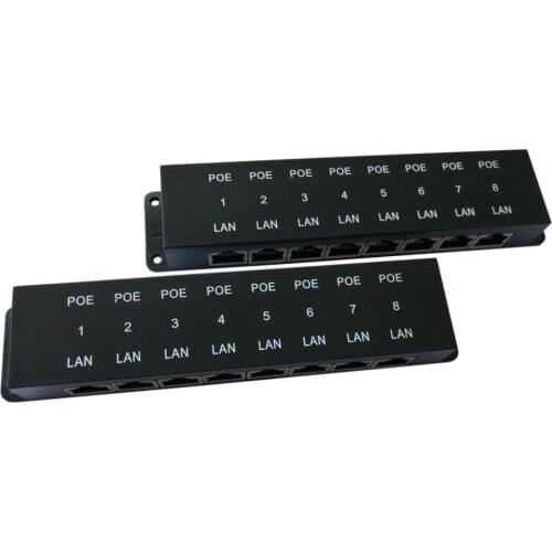 Passive POE injector 8 port black 10/100 Mbps Power over Ethernet PoE patch panel for Ubiquiti, Mikro Tki, OpenMesh