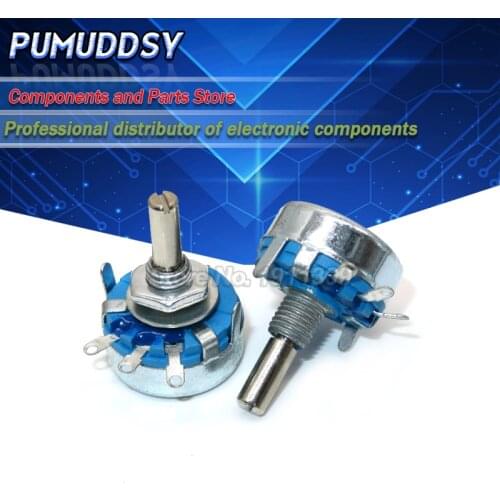 2PCS WH5-1A 1K 1K5 4K7 10K 22K 47K 100K 220K 470K 470R 1M ohm 3-Terminals Round Shaft Rotary Taper Carbon Potentiometer