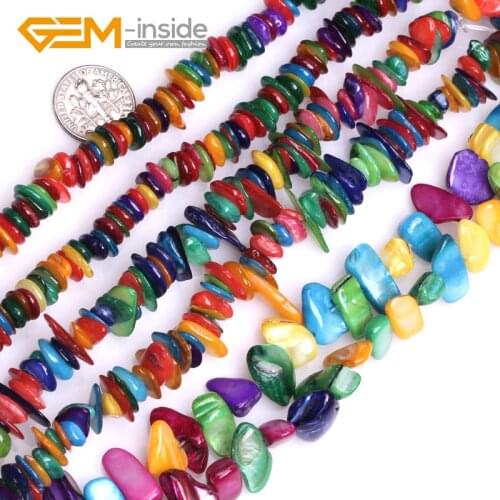 Colorful Multi-color Shell MOP Chips Gem stone Spacer Beads For Jewelry Making DIY 15" 34" Strand Gem-inside