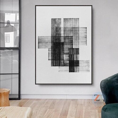 Nordic Modern Black And White Line Canvas Oil Painting Posters And Living Room Murals Abstract Decorative Art Pictures