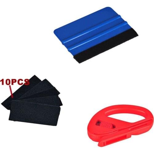 Film Tool Felt Wrapped 3M Squeegee+Safety Snitty Cutter + 10pcs Felt Replacement