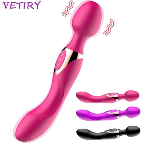 VETIRY Dual Head Vibrator G-spot Clitoris Stimulator Magic Wand Female Masturbation Sex Toys for Women Powerful Big Vibrator