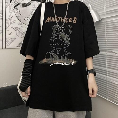 Vintage Loose Letter Print Tshirt Womens T-shirts Tops Japanese Kawaii Ladies Ulzzang Female Korean Harajuku Clothes For Women