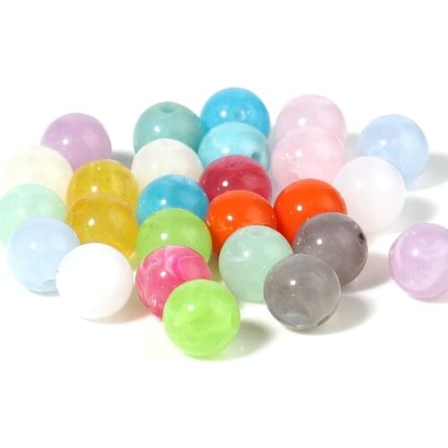 100PCs 10mm Acrylic Beads Round Ball Multicolor Loose Spacer Beads DIY Making Bracelets Necklace Women Party Jewelry Gifts