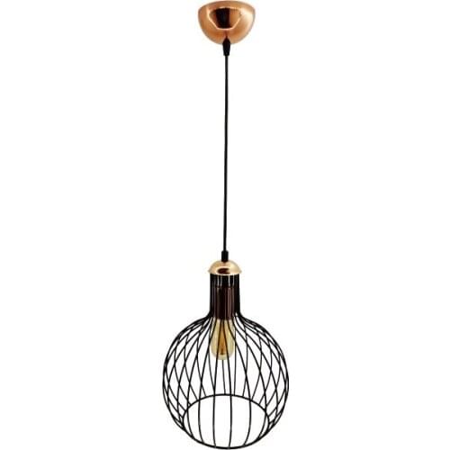 2020 Model Copper Cap Japanese Bulb Model Black Metal Cage Pendant Lamp Chandelier Home Decoration Retro Vintage Design Hanging Lamp
