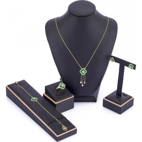 2021 Apr hot selling accessories wedding jewelry set for women Color clover jewelry set copper high quality jewelry set