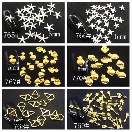 50pcs/pack Japan Korea Alloy Nail Art Shell Icecream Pineapple Metal Accessorie Collection for Phototherapy Nail Sticker DIY