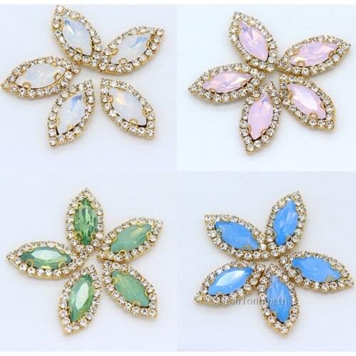 6x12/7x15mm opal color navette/horse eye sewing crystal glass stone sew on rhinestones trim beads DIY Craft clothing accessories
