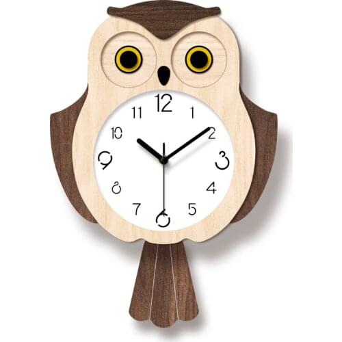 Animal Owl Creative Mute Modern Design Large Wall Clock Silent Clocks for Home Kitchen Living Room Decor Battery Operated